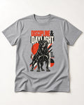 Discipline and Daylight Rottweiler Move With Purpose T-Shirt in Sport Grey, flat lay product photo