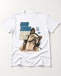 Frenchie Look a Little Left Orbit Graphic T-Shirt in White, flat lay product photo