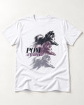 Pomeranian Afterimage T-Shirt in White, flat lay product photo