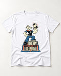 Pug Forearms Before Forethought T-Shirt in White, flat lay product photo
