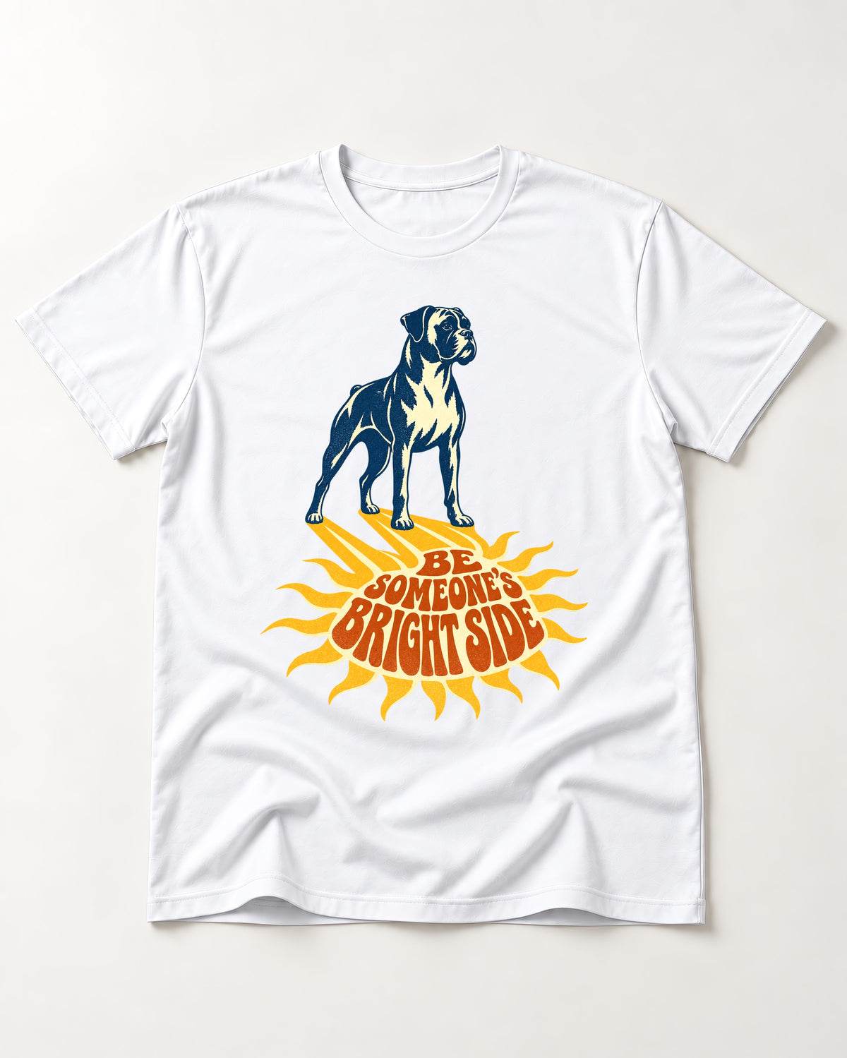 Boxer Be Someone's Bright Side T-Shirt in White, flat lay product photo