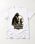 Elementary but Expensive Yorkshire Terrier T-Shirt in White, flat lay product photo