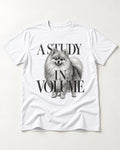 Pomeranian Study in Volume T-Shirt in White, flat lay product photo