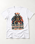 Dachshund Better Ideas T-Shirt in White, flat lay product photo
