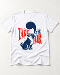 Pug Take the Air T-Shirt in White, flat lay product photo