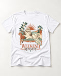 Shih Tzu Weekend Royalty T-Shirt in White, flat lay product photo