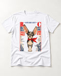 Chihuahua Big Ideas T-Shirt in White, flat lay product photo