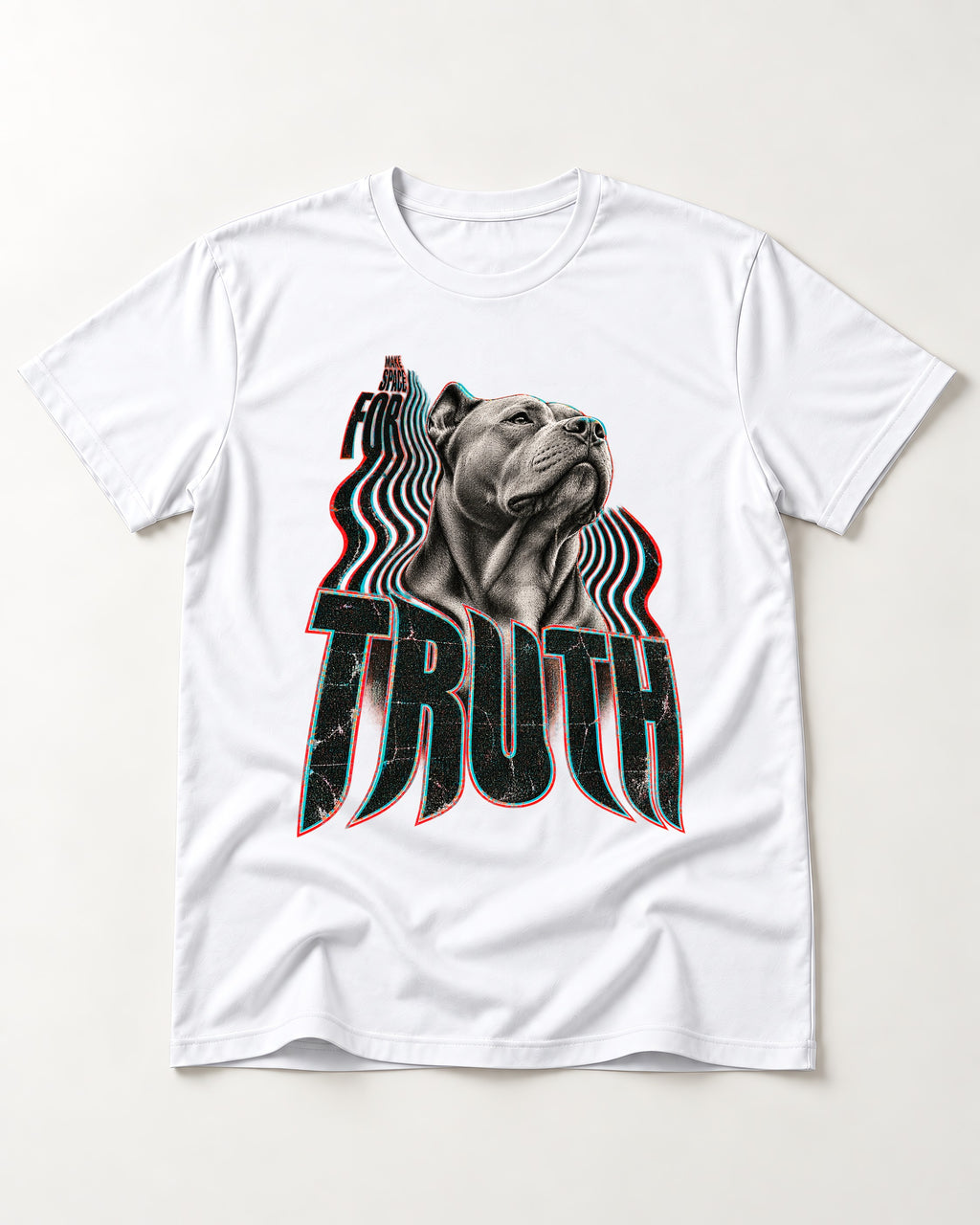 Pitbull Truth T-Shirt in White, flat lay product photo