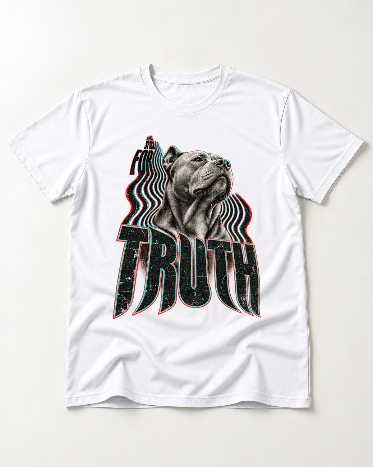 Pitbull Truth T-Shirt in White, flat lay product photo