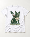 Frenchie Clean Cut Impossible T-Shirt in White, flat lay product photo