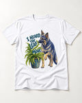 German Shepherd Dog Heard the Leaf Move T-Shirt in White, flat lay product photo