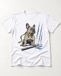 Frenchie Has Standards T-Shirt in White, flat lay product photo