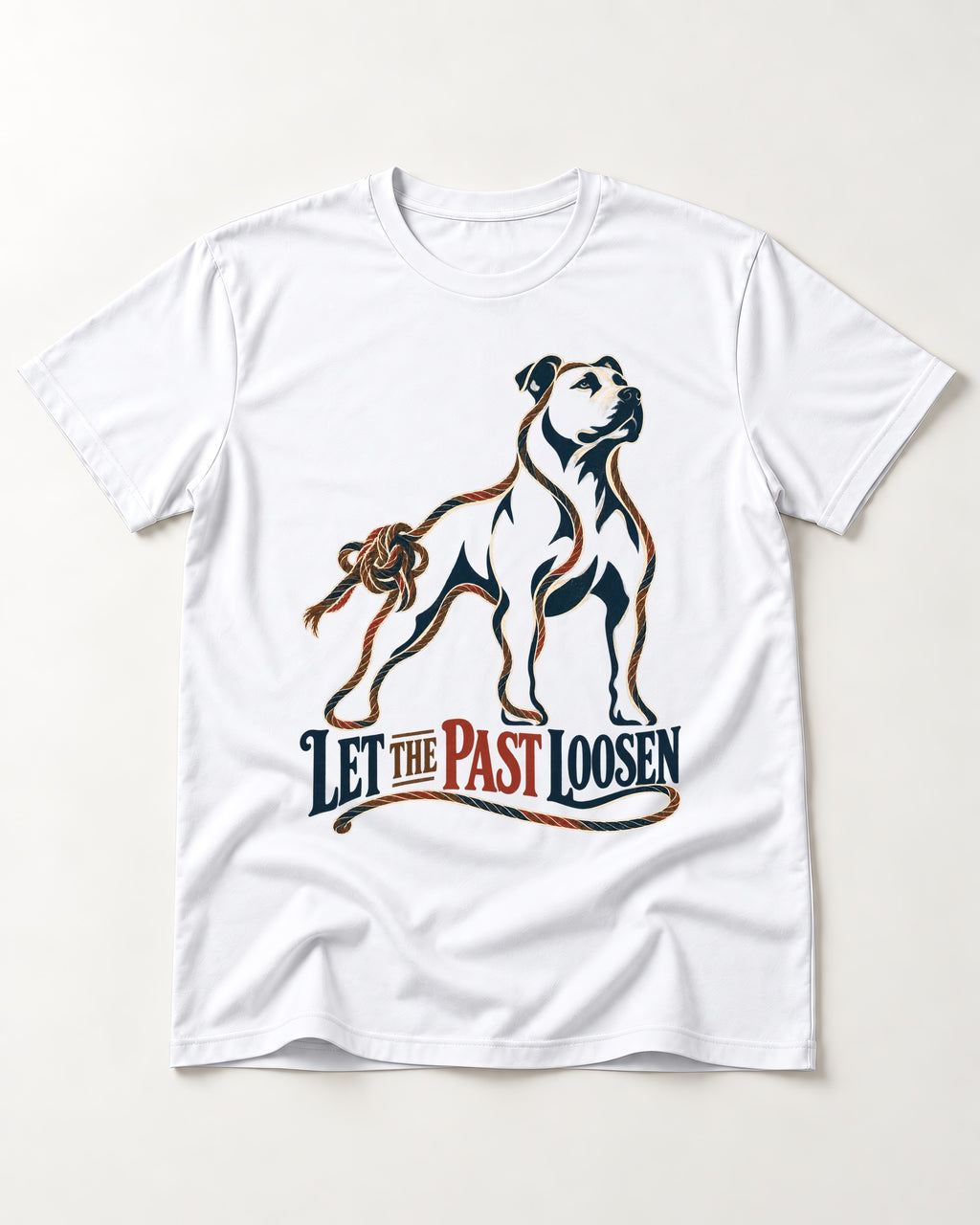 Pitbull Let the Past Loosen T-Shirt in White, flat lay product photo