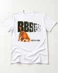 Less Is a Lead Beagle T-Shirt in White, flat lay product photo
