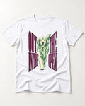Golden Retriever Out in the Open T-Shirt in White, flat lay product photo
