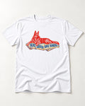 Seat Saved Since Sunrise German Shepherd Dog T-Shirt in White, flat lay product photo