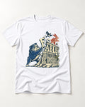 Small Legs Big Opinions English Bulldog T-Shirt in White, flat lay product photo