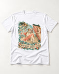 Born Ready Slightly Late English Bulldog T-Shirt in White, flat lay product photo