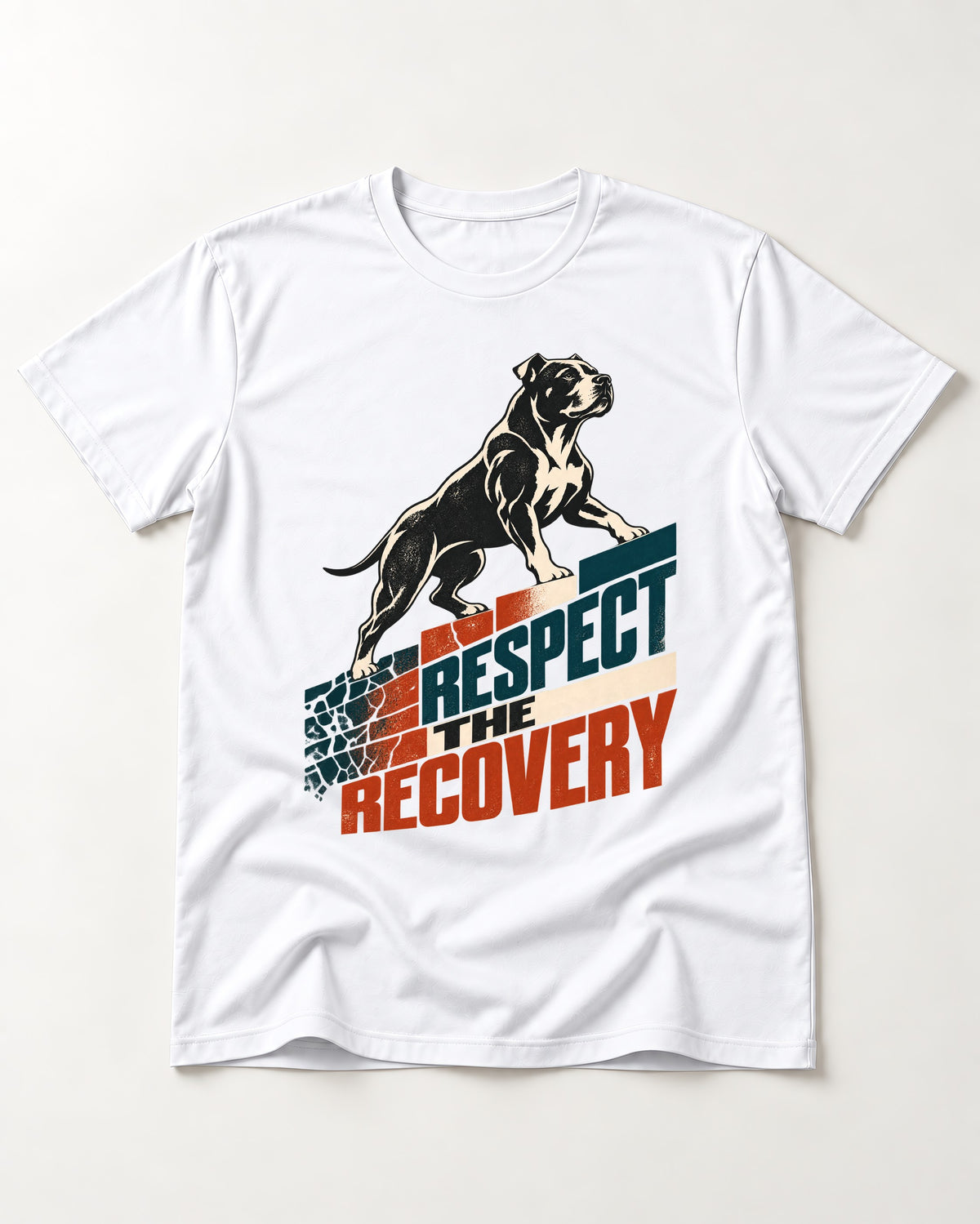 Pitbull Respect the Recovery T-Shirt in White, flat lay product photo