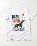 Read the Wind German Shorthaired Pointer T-Shirt in White, flat lay product photo