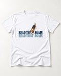 Read That Again Beagle T-Shirt in White, flat lay product photo