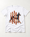 Weave Your Way Doberman T-Shirt in White, flat lay product photo