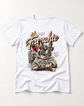 Frenchie Better Days T-Shirt in White, flat lay product photo