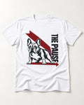 The Frenchie Pause T-Shirt in White, flat lay product photo