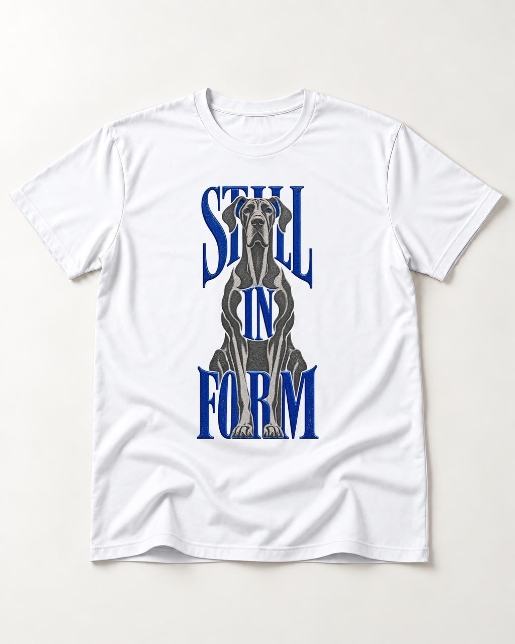 Still in Form Great Dane T-Shirt in White, flat lay product photo
