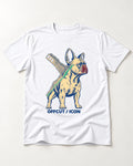 Offcut Frenchie Icon T-Shirt in White, flat lay product photo