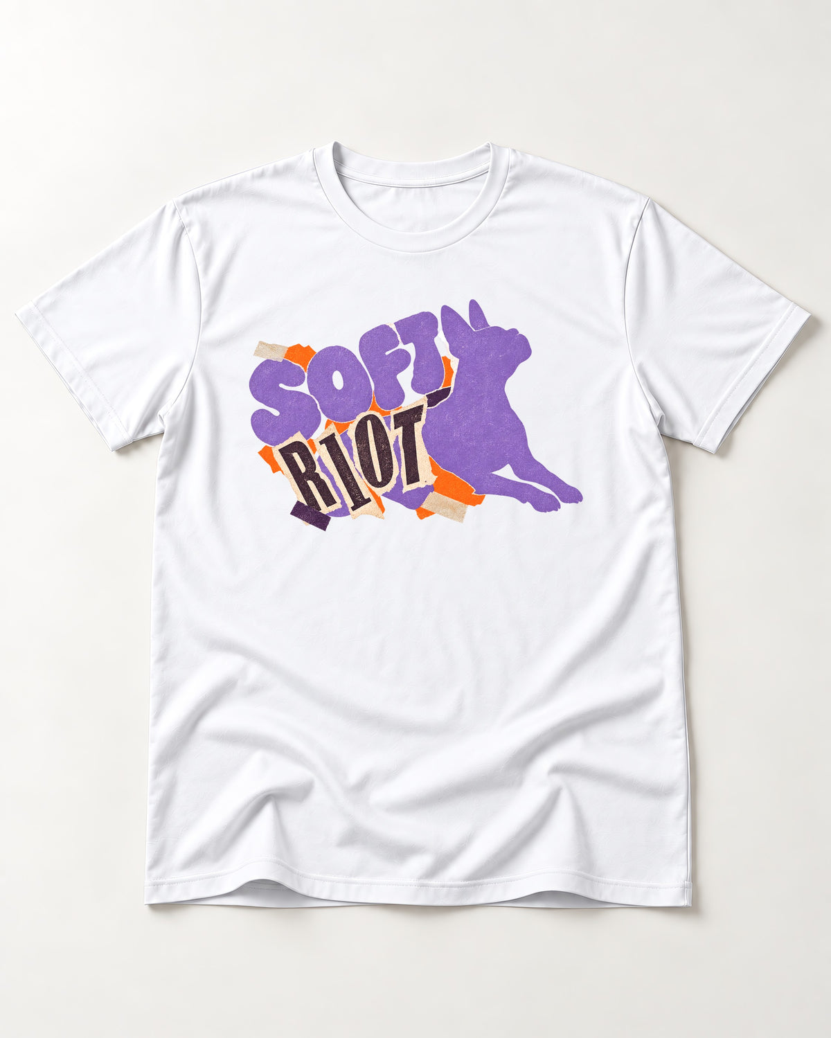 Soft Riot Boston Terrier Graphic T-Shirt in White, flat lay product photo