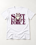 Set Force English Bulldog T-Shirt in White, flat lay product photo