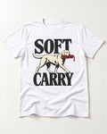 Soft Carry Labrador Retriever T-Shirt in White, flat lay product photo