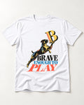 Boxer Brave Enough to Play T-Shirt in White, flat lay product photo