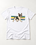 Frenchie Cross No Lines T-Shirt in White, flat lay product photo