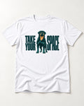 Rottweiler Take Your Space T-Shirt in White, flat lay product photo