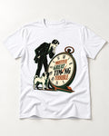 Pug Great Motive Terrible Timing T-Shirt in White, flat lay product photo