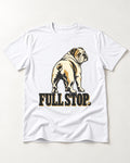English Bulldog Full Stop T-Shirt in White, flat lay product photo
