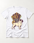 Pug Pause T-Shirt in White, flat lay product photo