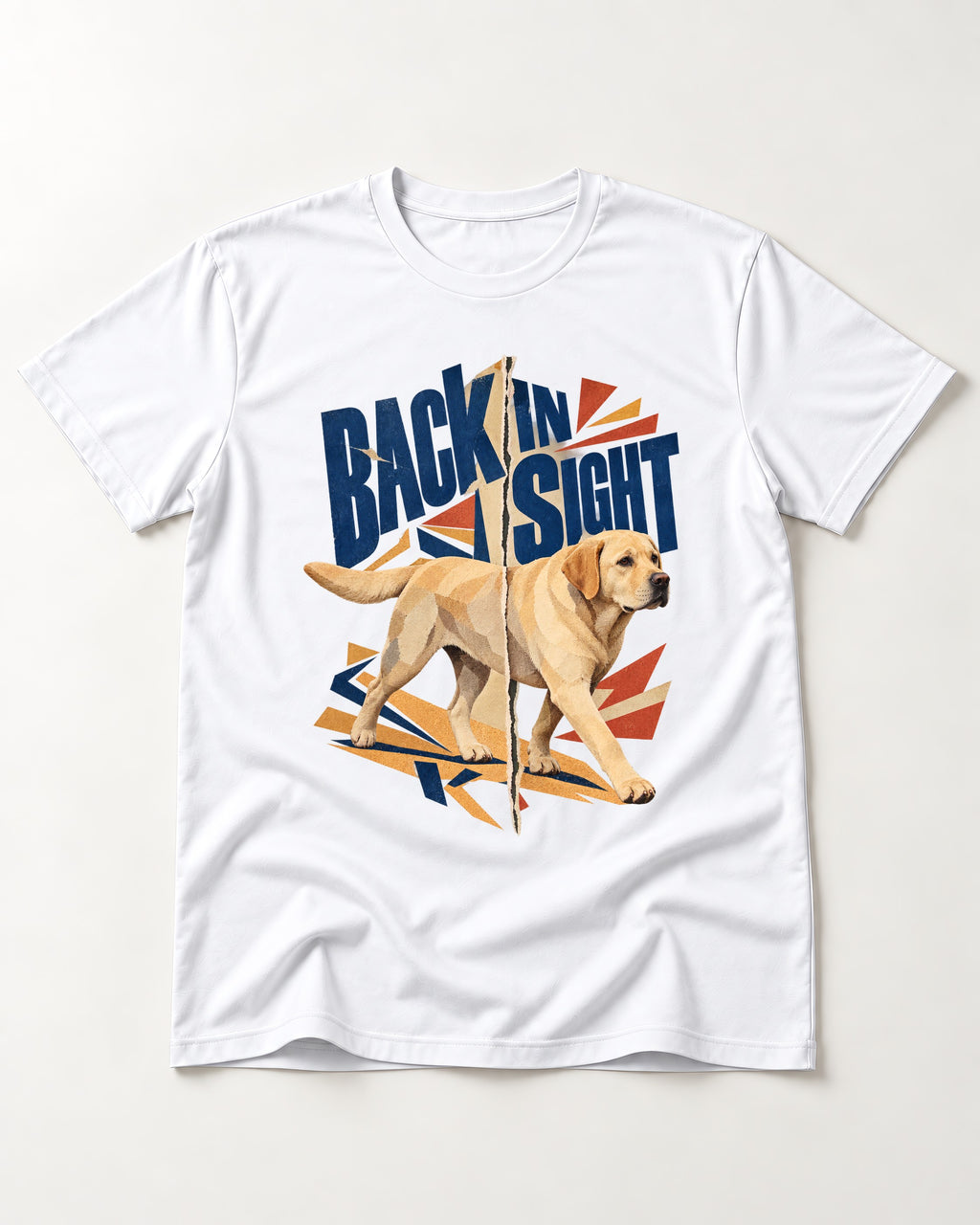 Labrador Retriever Back in Sight T-Shirt in White, flat lay product photo