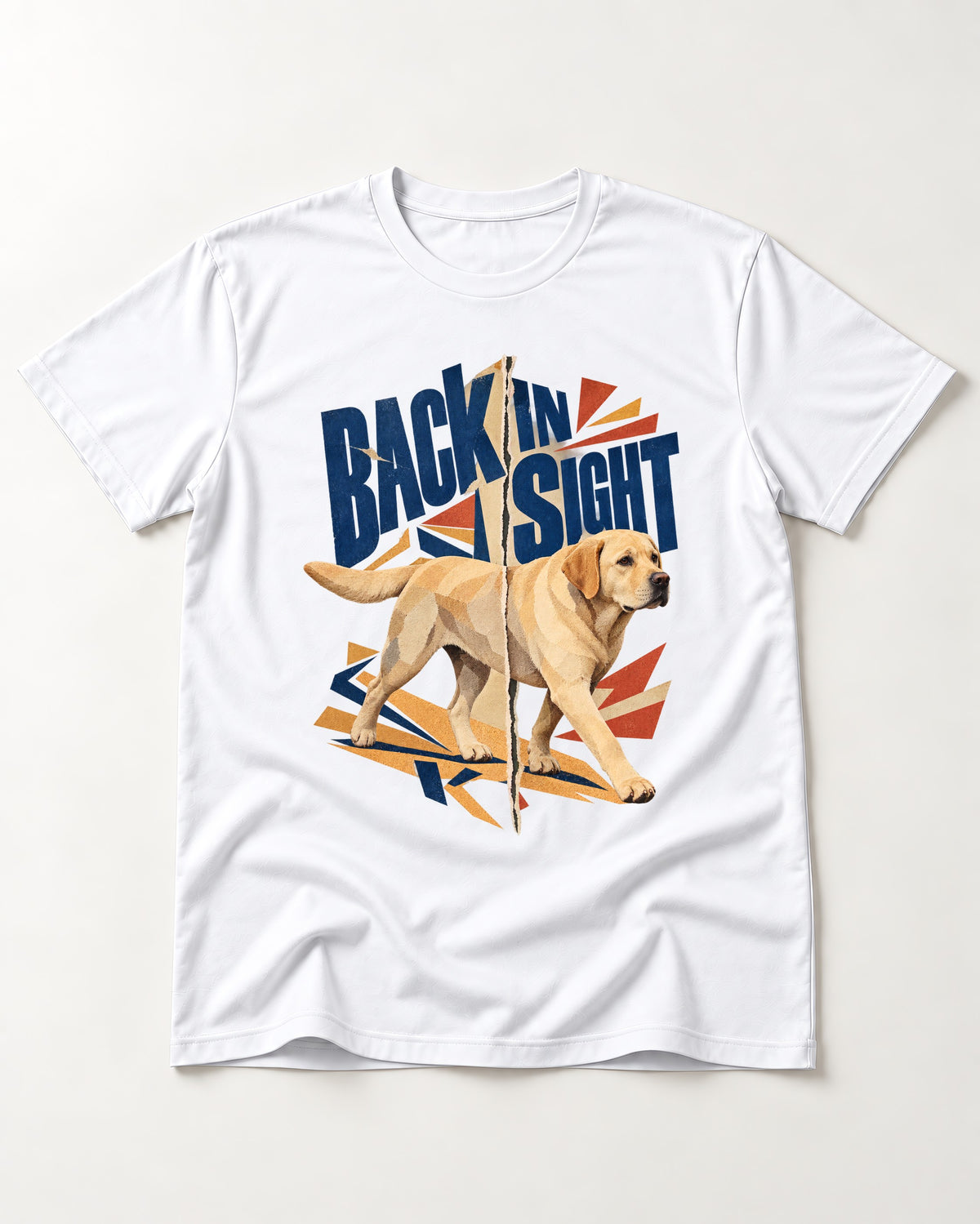 Labrador Retriever Back in Sight T-Shirt in White, flat lay product photo