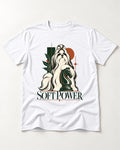 Soft Power Shih Tzu T-Shirt in White, flat lay product photo