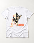 All Ears Chihuahua T-Shirt in White, flat lay product photo