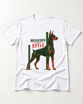Measured in Doberman T-Shirt in White, flat lay product photo