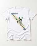 Nottingham to Paris Frenchie T-Shirt in White, flat lay product photo
