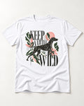 Keep a Little Wild German Shorthaired Pointer T-Shirt in White, flat lay product photo