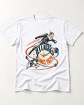 Jet Lagged Pug T-Shirt in White, flat lay product photo