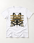 Frenchie Ground Force Industrial Barrier Graphic T-Shirt in White, flat lay product photo