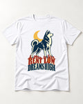 Husky Dreams High T-Shirt in White, flat lay product photo