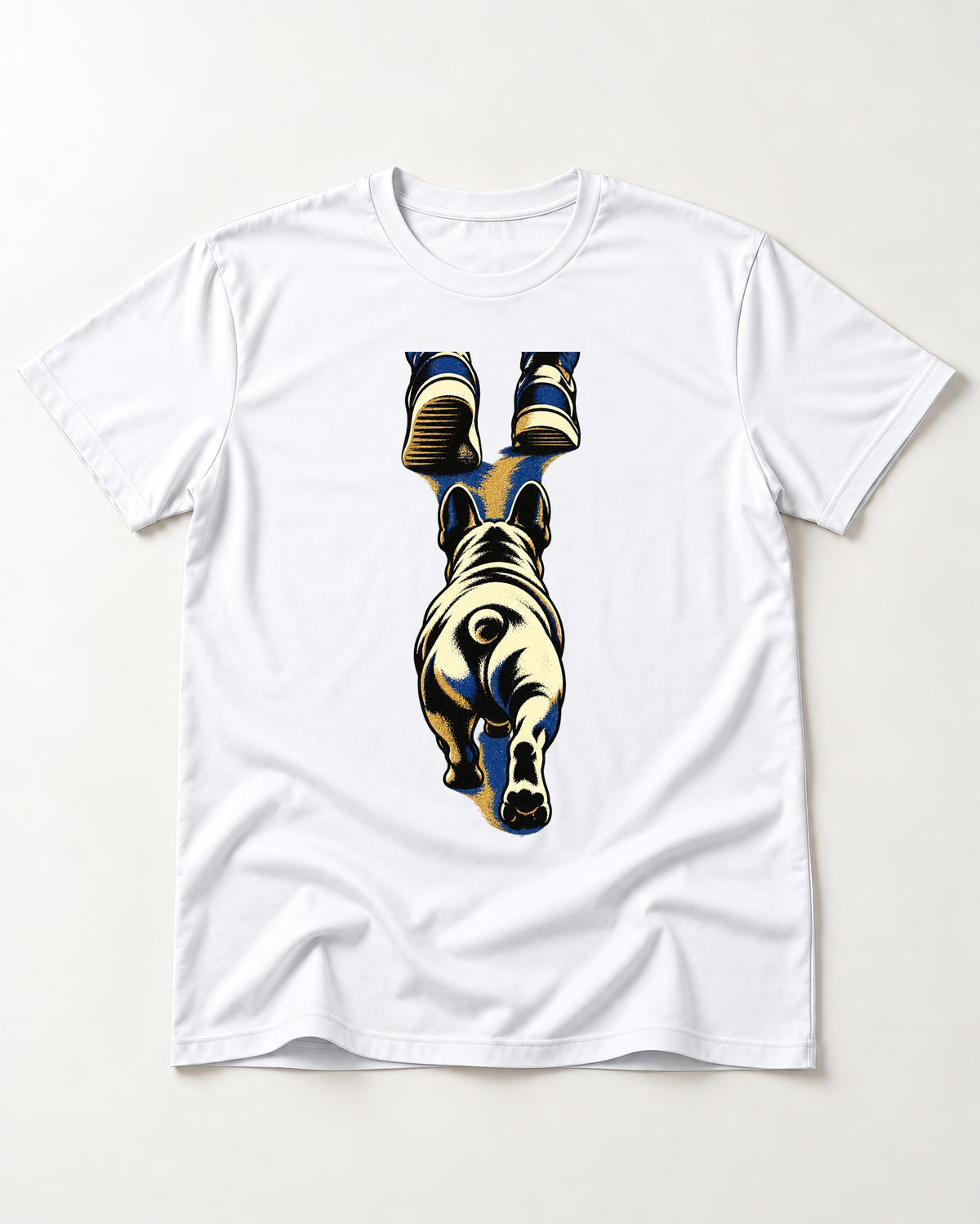 Frenchie Wherever I Go T-Shirt in White, flat lay product photo